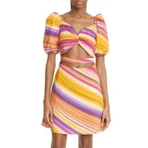New Autumn Adeigbo Alyssa Puff Sleeve Floral Mini Dress Size 8